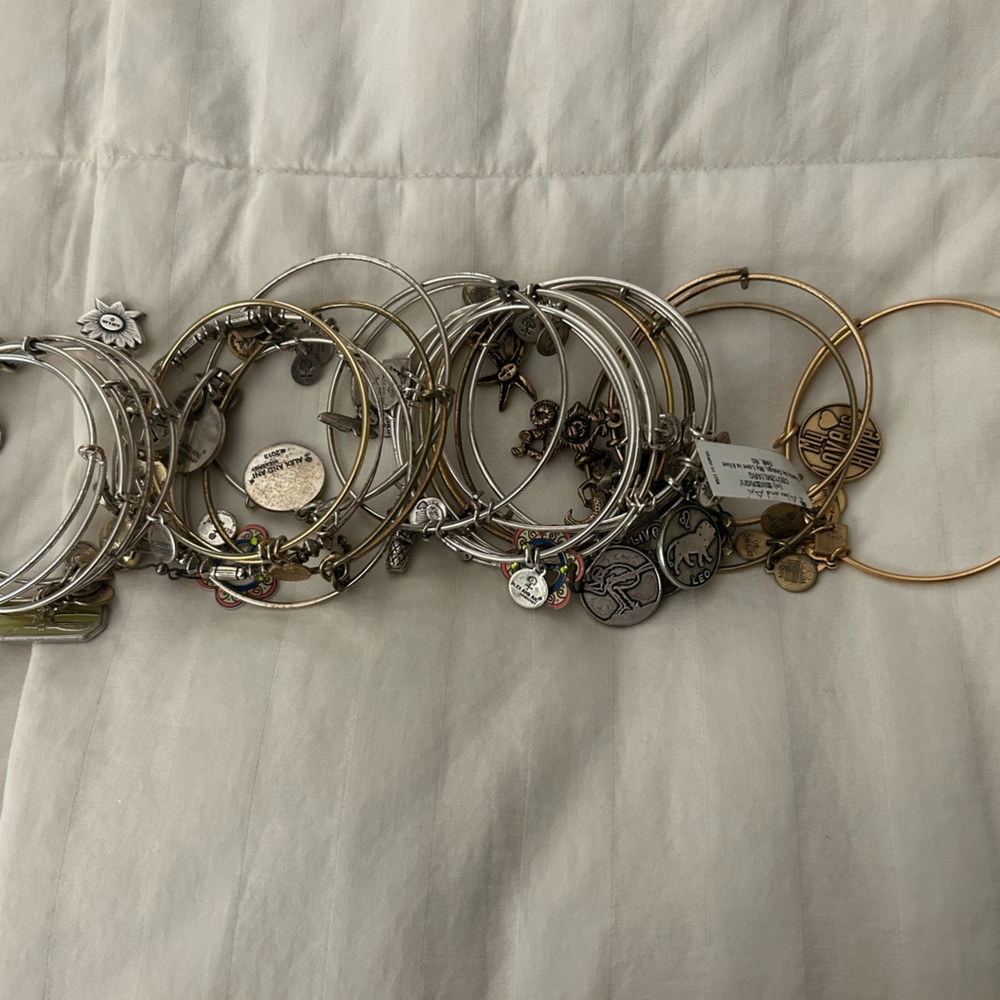 Alex & Ani silver & gold tone bracelets. Some new w/ tag. Together 21 bracelets
